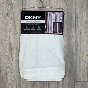DKNY 50 x 84 Spark White Textured Back Tab Blackout Window Curtains Block Light